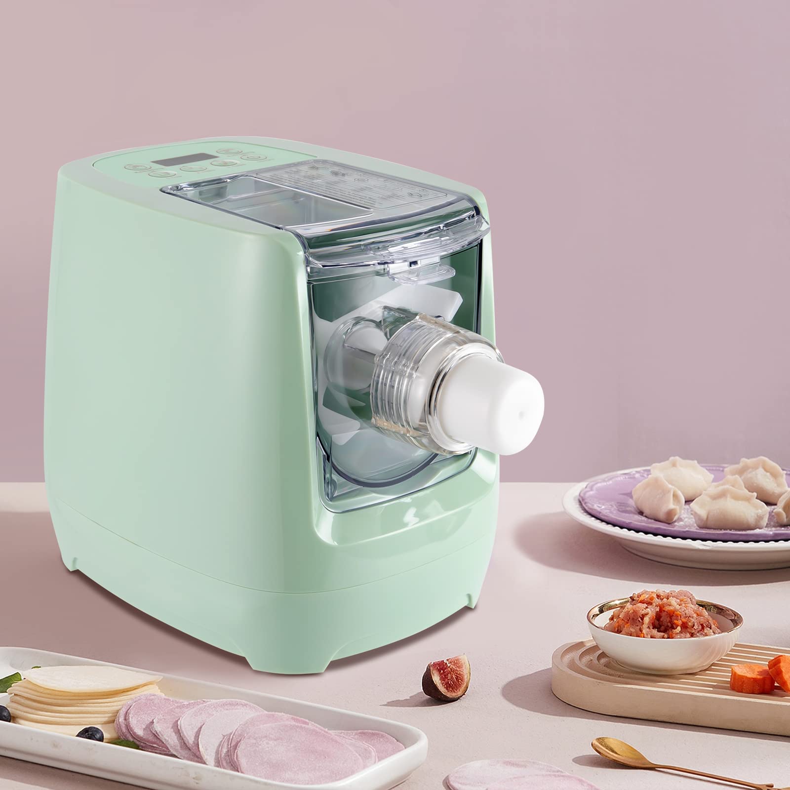 Automatic Pasta Maker Electric Pasta Maker Machine, 600g Flour Capacity Noodle Maker Machine with 12 Pasta Shapes to Choose for Home Kitchen Use (Green)