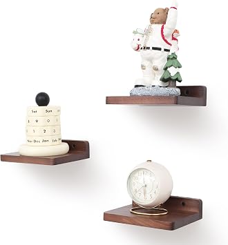 Small Floating Shelves,Wall Shelf,5x6 Inch,Light Walnut,Set of 3