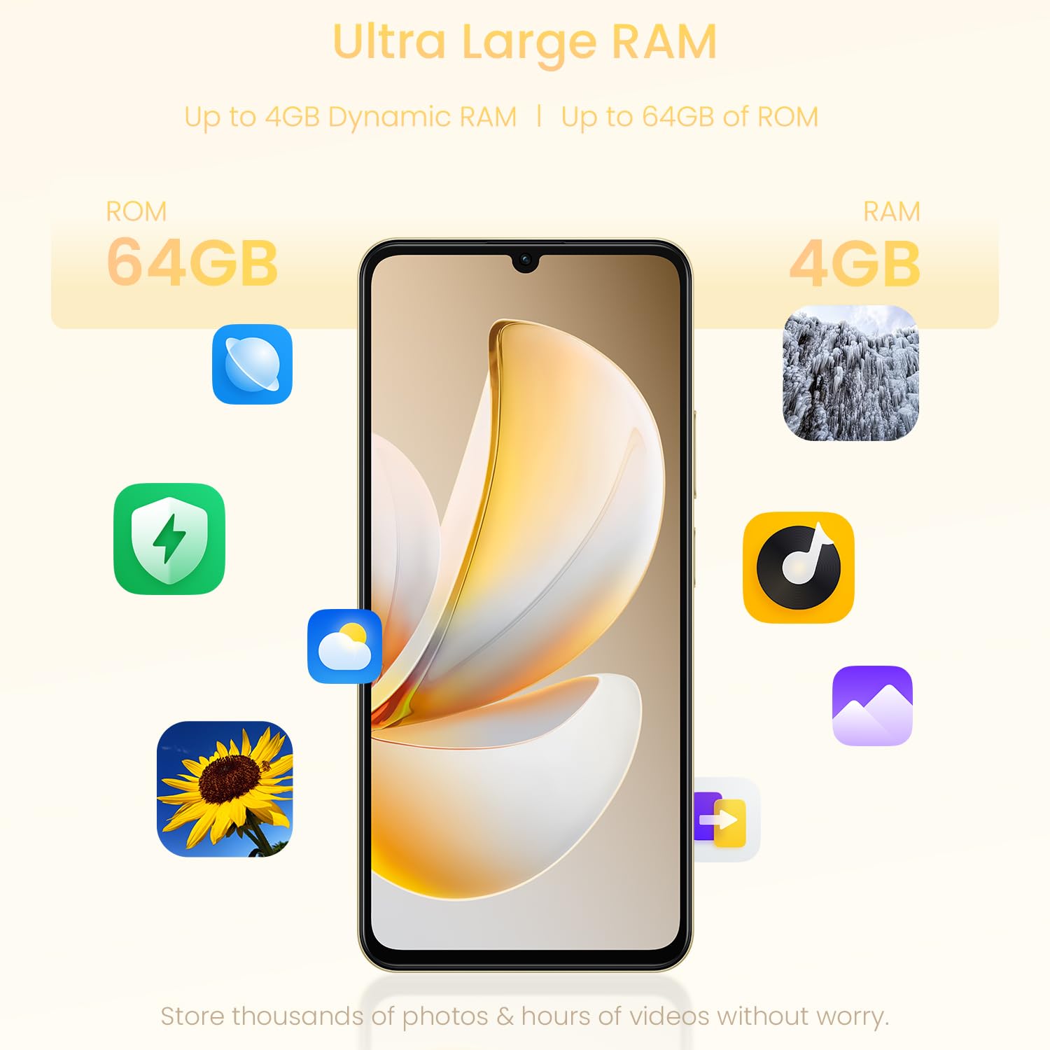 スマートフォン本体 realme Note 70T Beach Gold 4GB/64GB Amazon | realme Note 70T 4Gスマートフォン 4+64GB、6.75インチ画面