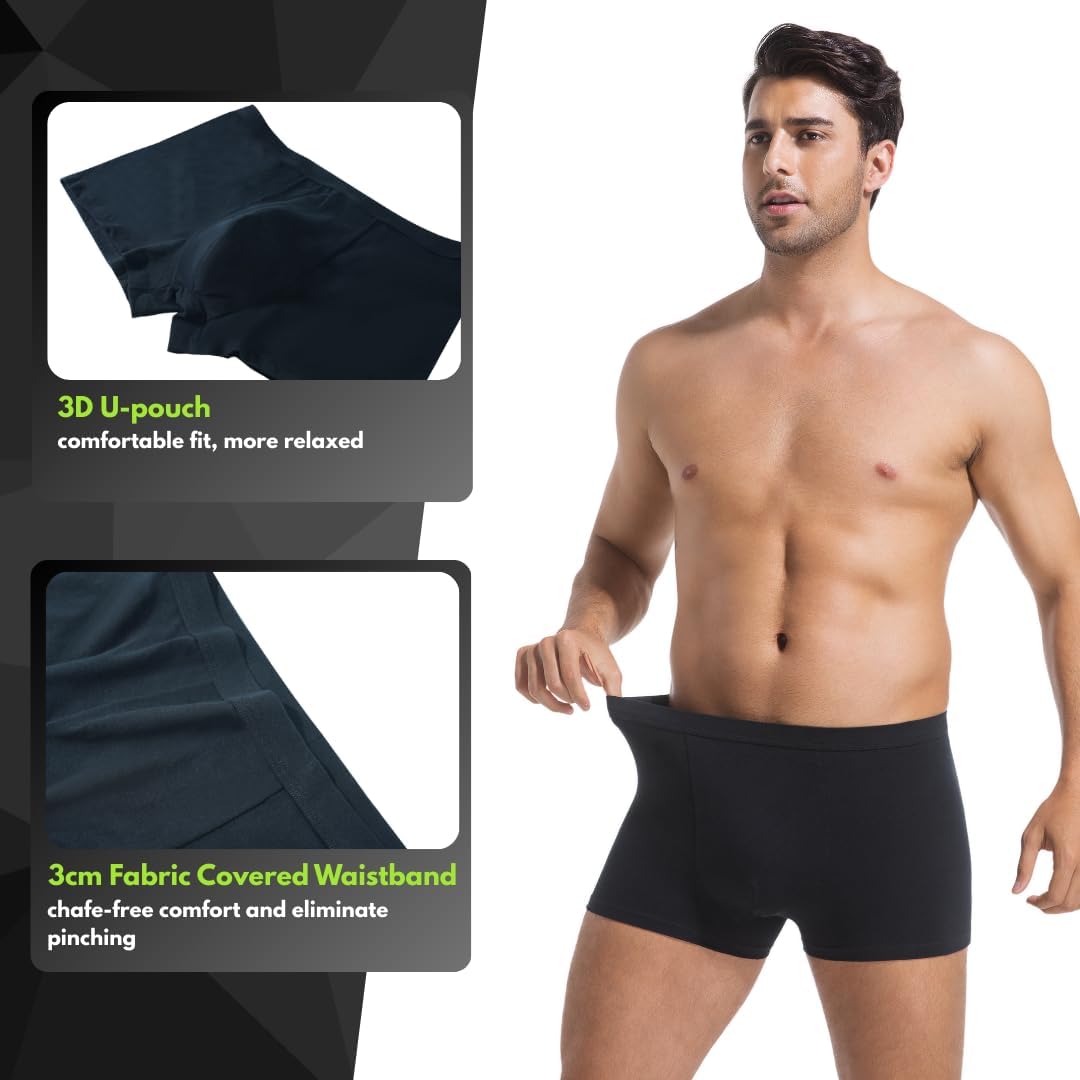 Men's Cotton Trunks Soft Stretch Underwear Comfort Fit Boxer Brief Style 2-Pack - Image 3
