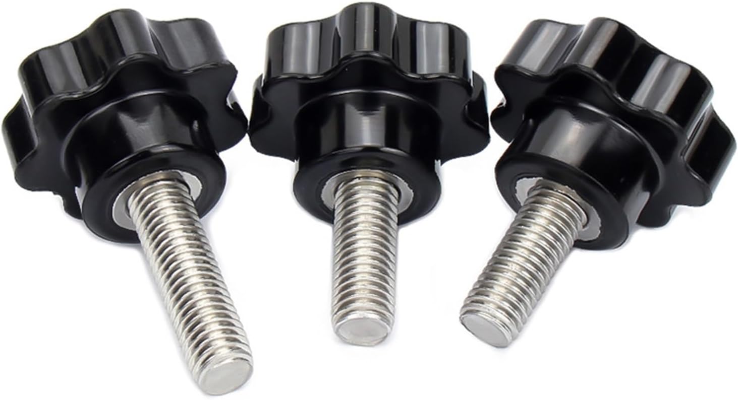 M4 M5 M6 M8 M10 M12 Six Lobe Hand Screws 304 Stainless Steel Thread Clamping Thumb Handle Knob Bolt Plastic Star Shape Screw (Color : 20mm, Size : M8(Head 32mm)(2pcs))