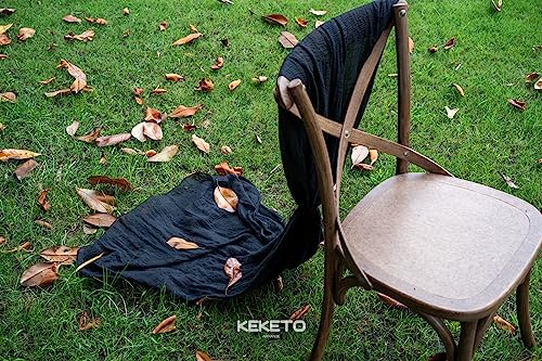 image for Keketoarrange 6pcs Halloween Table Runner Black Cheesecloth Gauze Rust