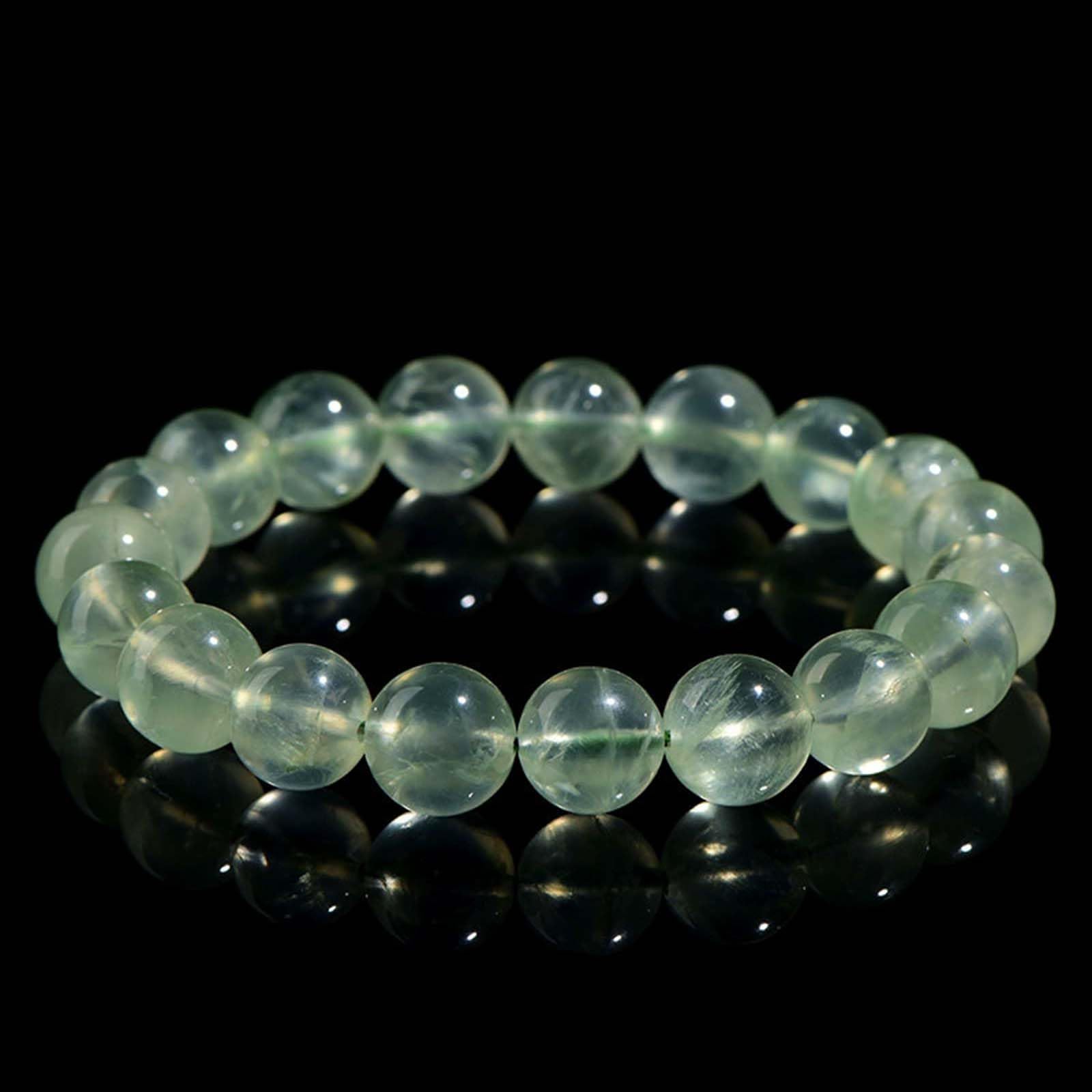 Braccialetti Elasticizzati con Perline Prehnite di Grado 7A