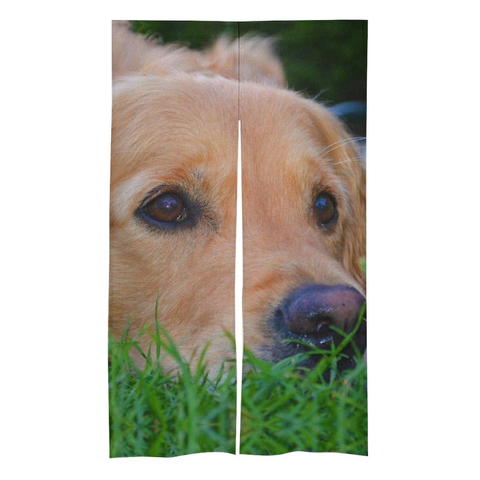 Rideau de porte japonais Noren Golden Retriever aspect lin 86x145 cm