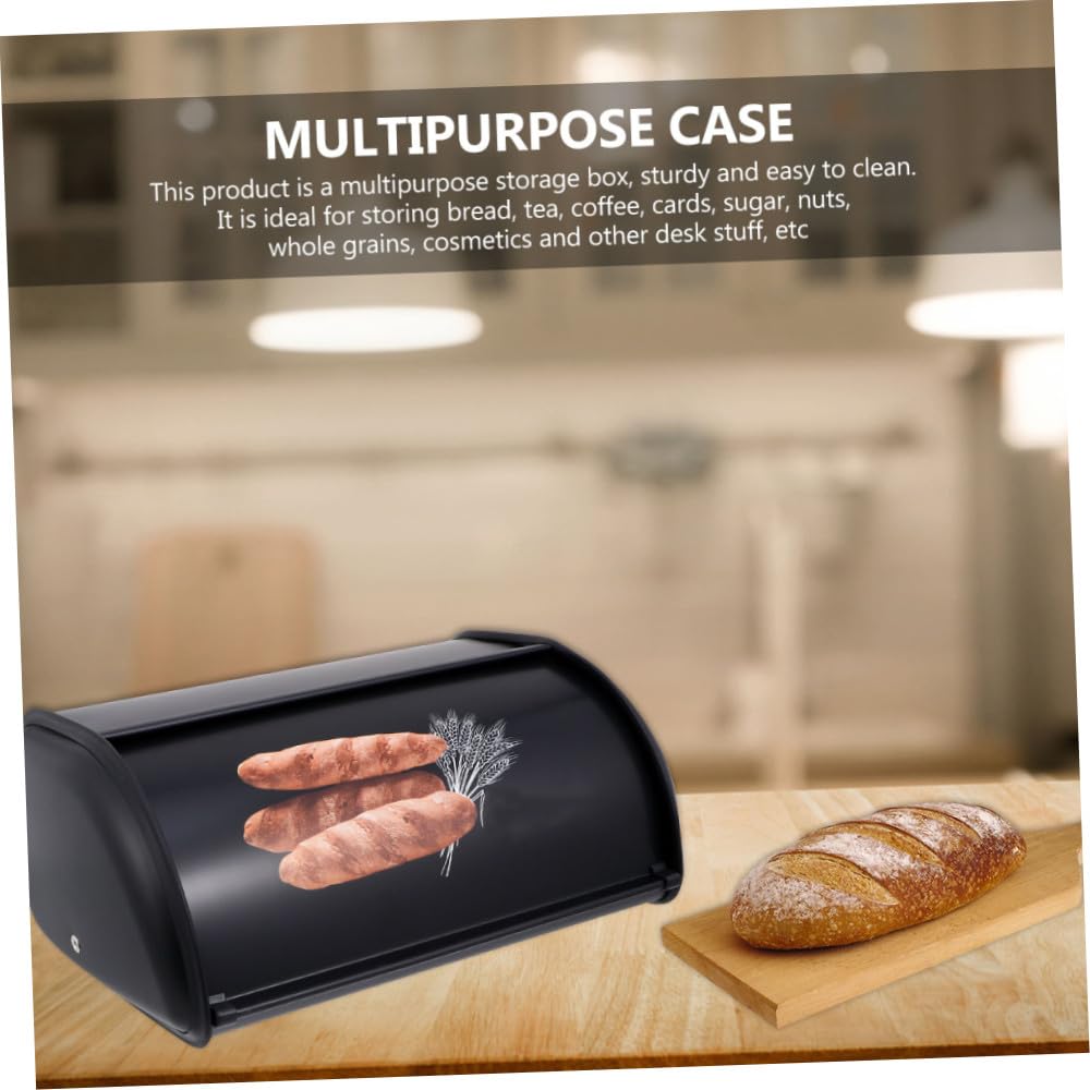 TEHAUX Metall Brotkasten mit Frontöffnung Platzsparende Aufbewahrungsbox aus Gebürstetem Metall Große Kapazität für Brot Gebäck und Küchenutensilien Vielseitig für Haushalt und Bäckerei