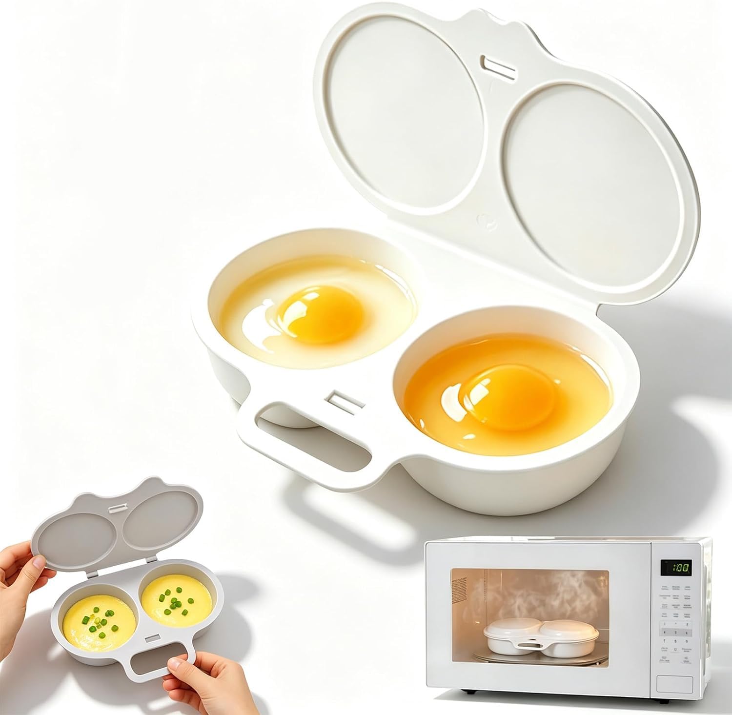 Stedwell Egg Poacher, Stedwell Microwave Egg Poacher with Lid&Handle，1PC-A