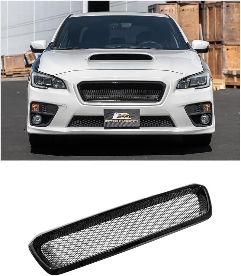 Replacement For 2015-2017 Subaru WRX & STi Models | JDM ChargeSpeed CS Style ABS Plastic - Painted Glossy Black Front Bumper Upper Grille Guard Vent Cover