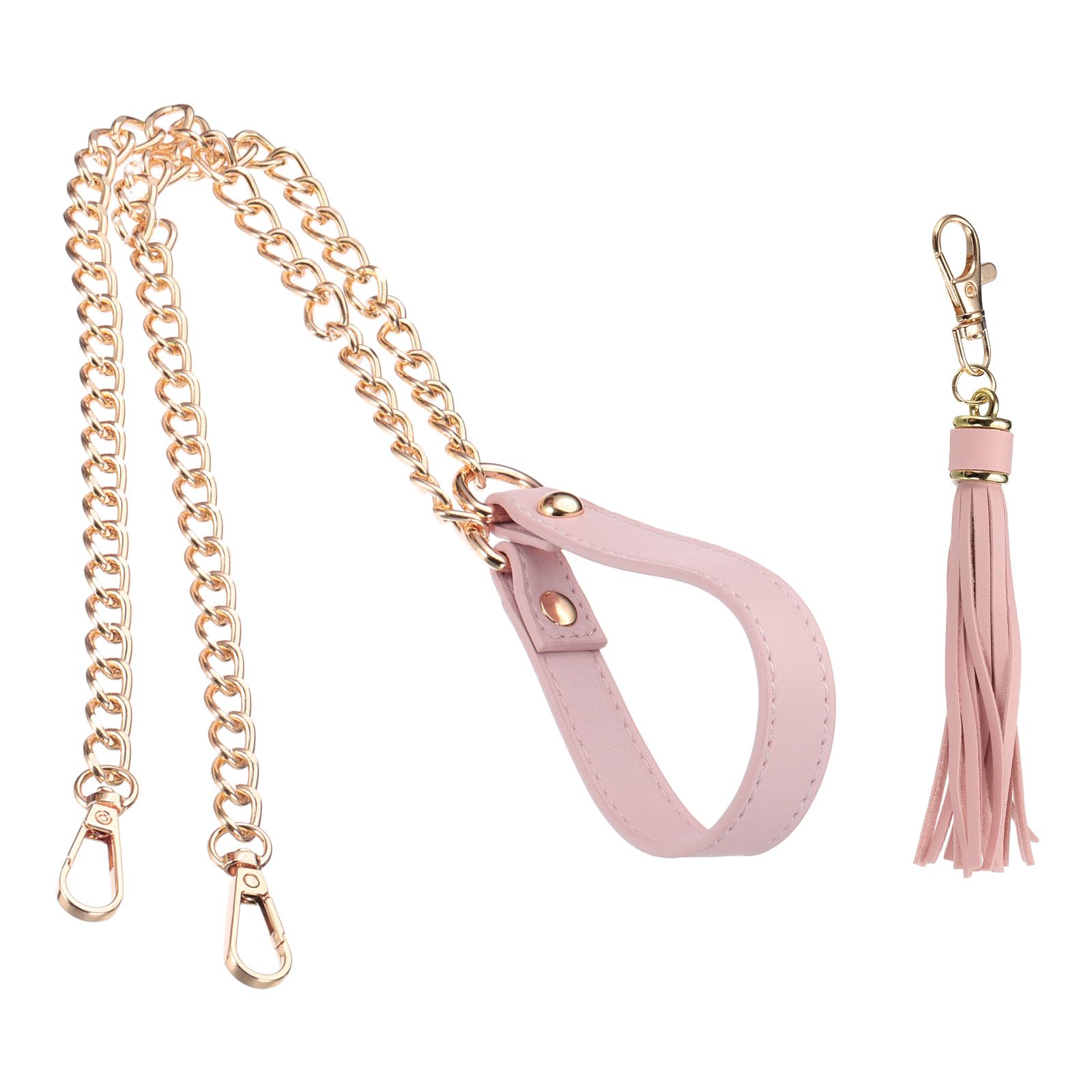 PATIKIL Purse Chain Strap, 39 Inch Leather Chain Straps Purse Strap Replacement with Tassel for Crossbody Bag Handbag Woman Pink/Gold