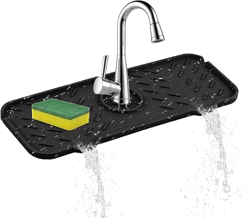 Tapete de silicona para grifo de cocina, protector contra salpicaduras de fregadero, almohadilla de drenaje del fregadero detrás del grifo,