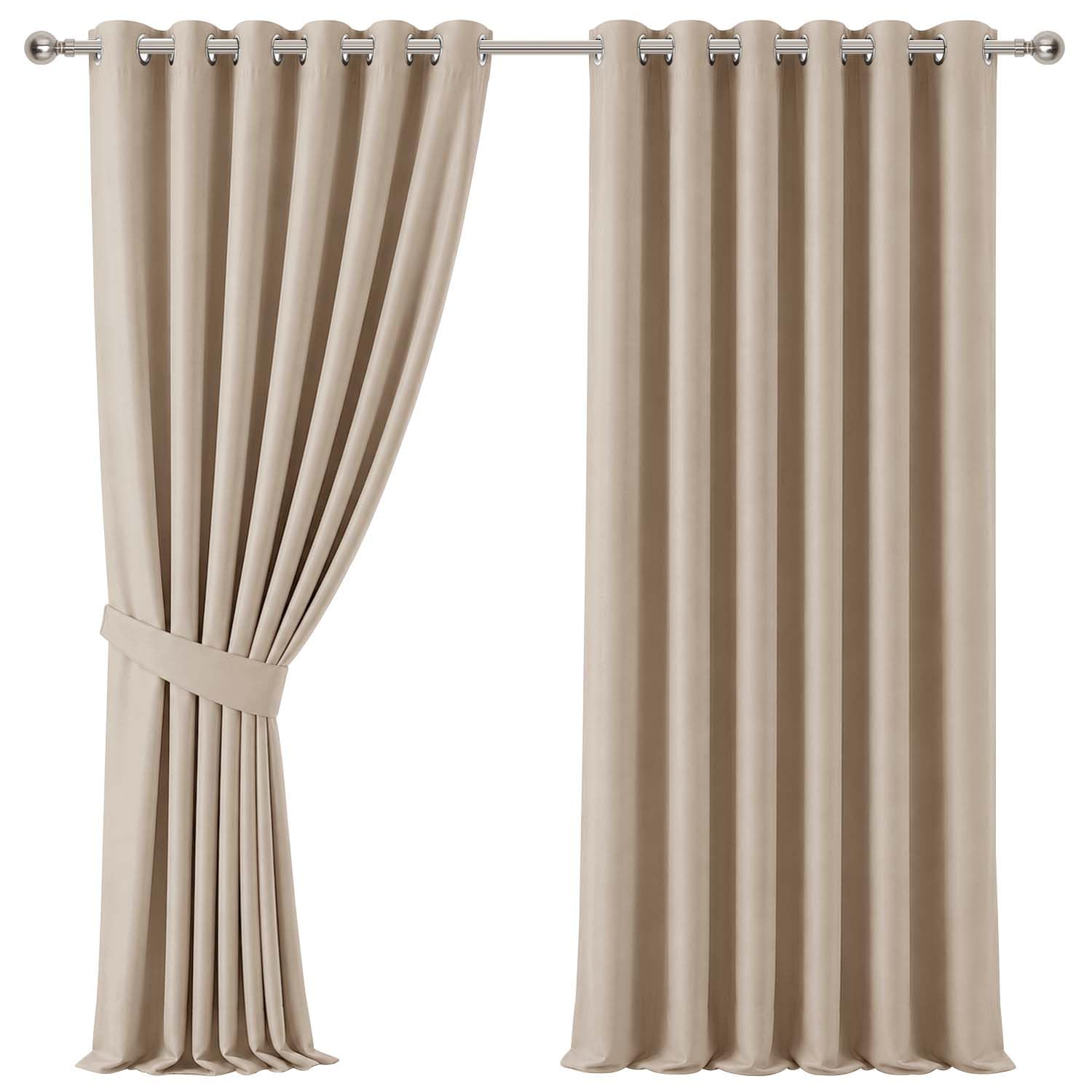 Aspire Homeware Eyelet Blackout Curtains Bedroom, Beige 46"x 90" 1 Pair