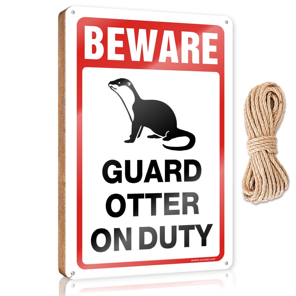 FRINTOXA Toilet Rules Sign For Bathroom Beware! Guard Cute Otter On Duty Wooden Sign(15X28CM)