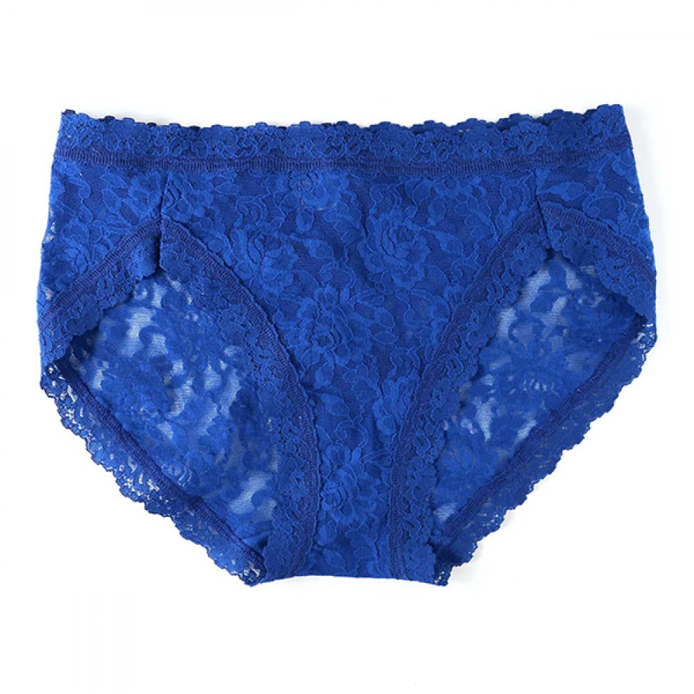 Women Underwear Ladies Bikini Lace and Net Panties Mid Waist Soft Panty Stretch Full Girls Briefs Panties Blue S/M/L-image-29