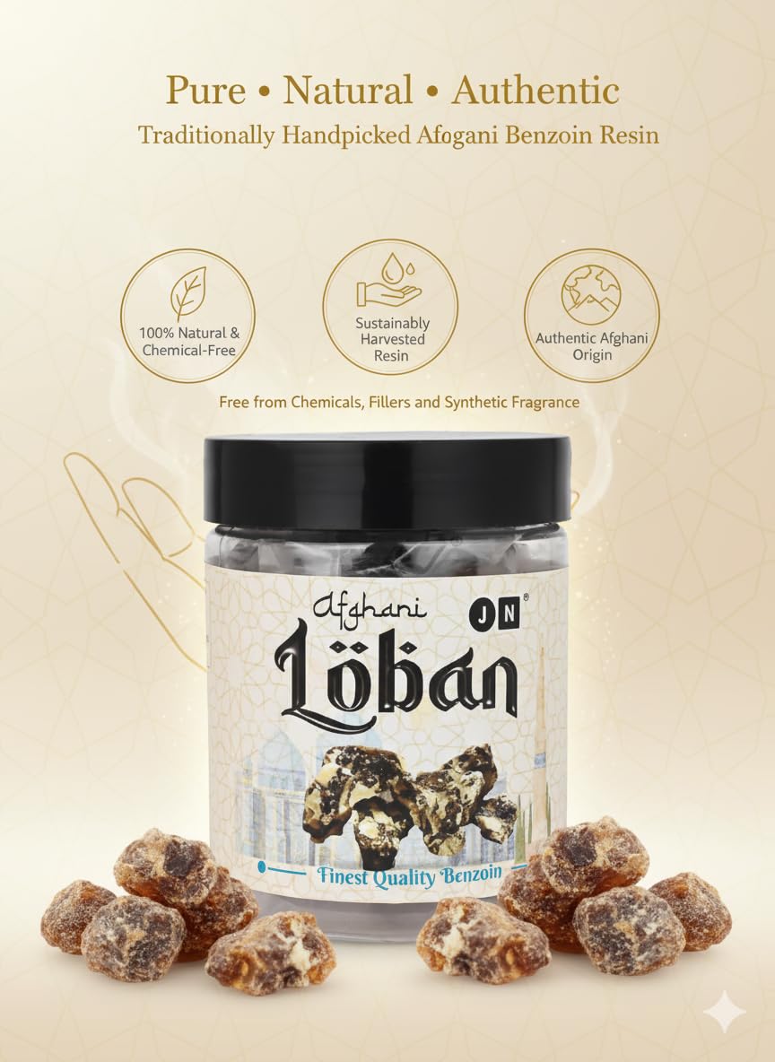 JN Tulsi Afghani Loban Natural Frankincense 250g Benzoin Resin for Pooja Havan Meditation Aromatherapy Air Purification Mosquito Repellent Long Lasting Fragrance Chemical Free Sambrani Dhoop 4