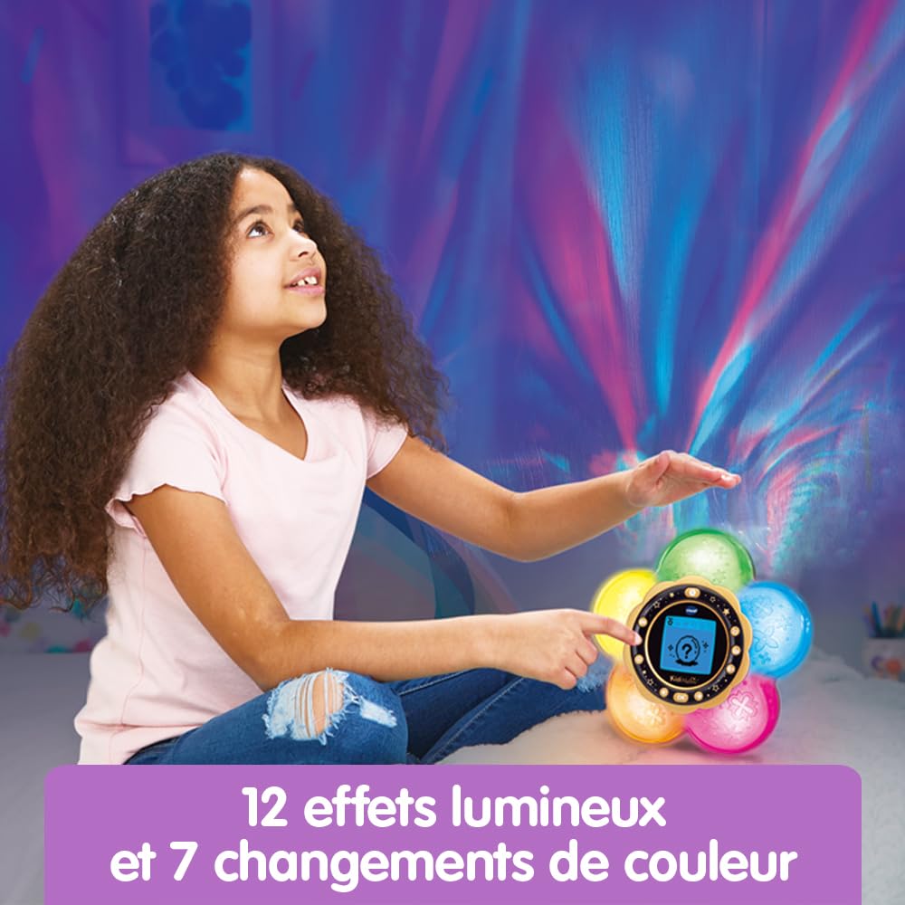 VTech KidiMagic Galaxy Light Violet Radio Réveil Enfant 9 en 1 Effets Lumineux Projection Aurores Boréales Plafond Enceinte Jeux Cadeau 6-12 Ans Français