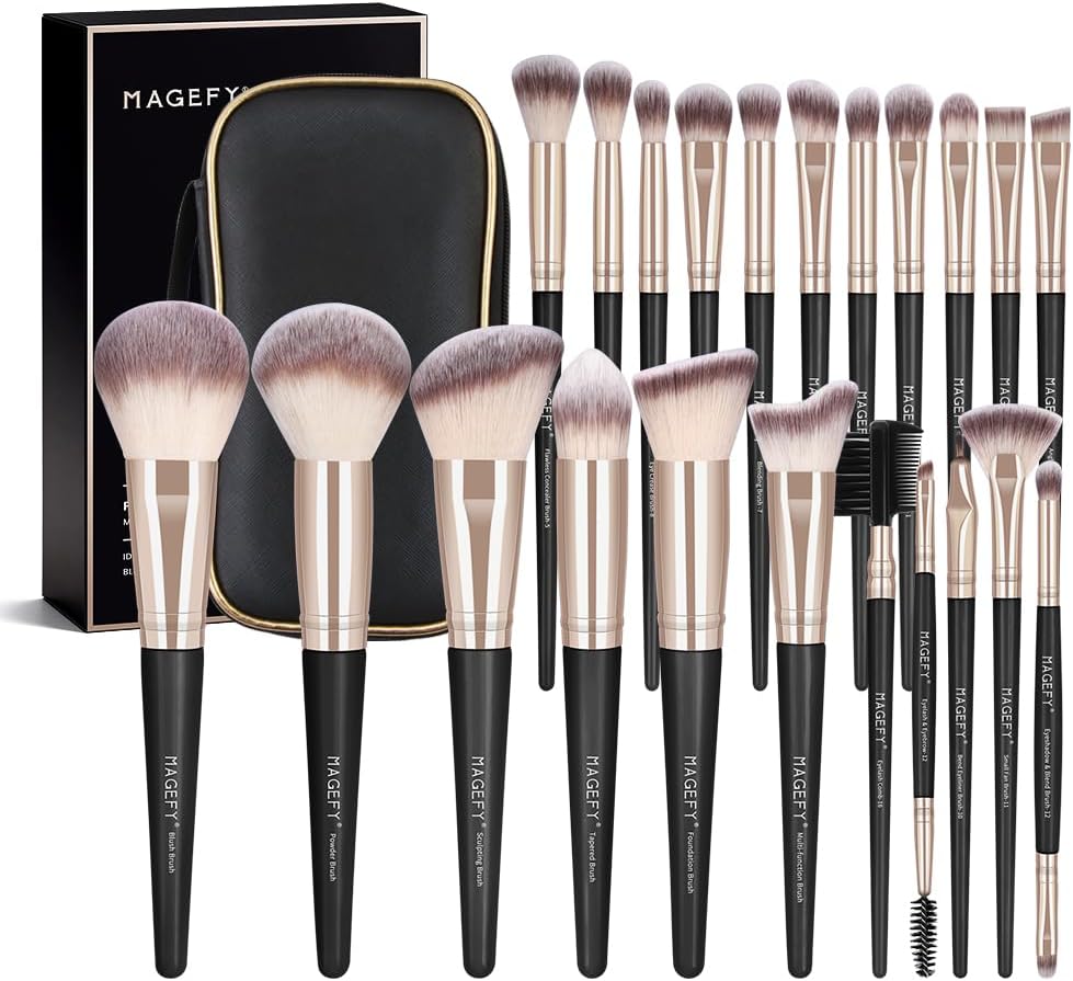 Makeup Brushes 22Pcs Professional Makeup Brush Set Blending Foundation Powder Blush Concealers Eyeshadow Eyebrow Eyeliner Brushes Premium Synthetic Make up Brushes Set with Brush Bag