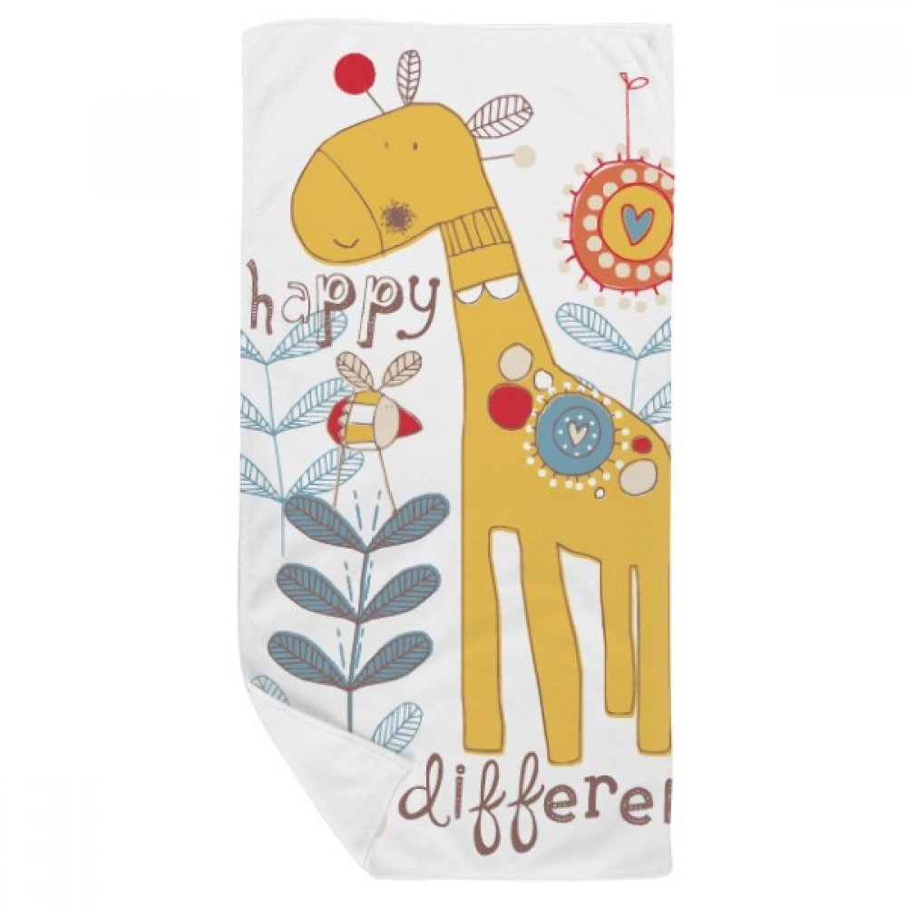 Serviette de bain girafe jaune texture ultra douce multicolore 35x70