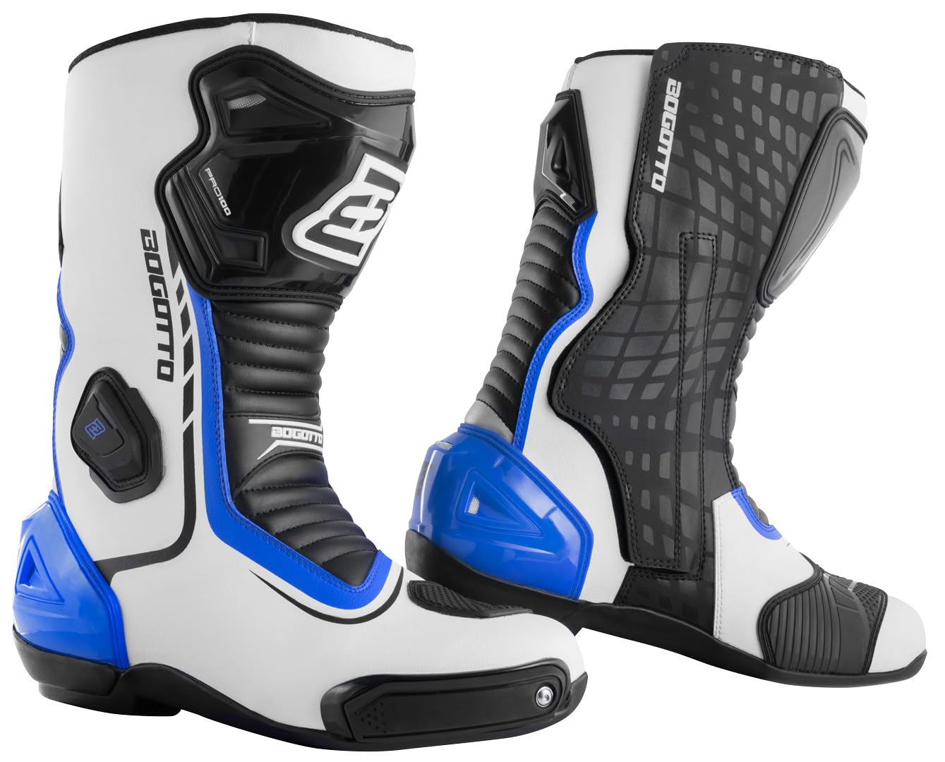 Bogotto Race-X Motorrad Stiefel, weiß/blau/schwarz, 42 | Atmungsaktiv