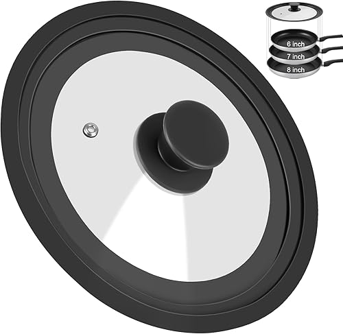 Tapa universal para ollas y sartenes, tapa de silicona de repuesto para sartenes, hierro fundido (6-7-8 pulgadas)