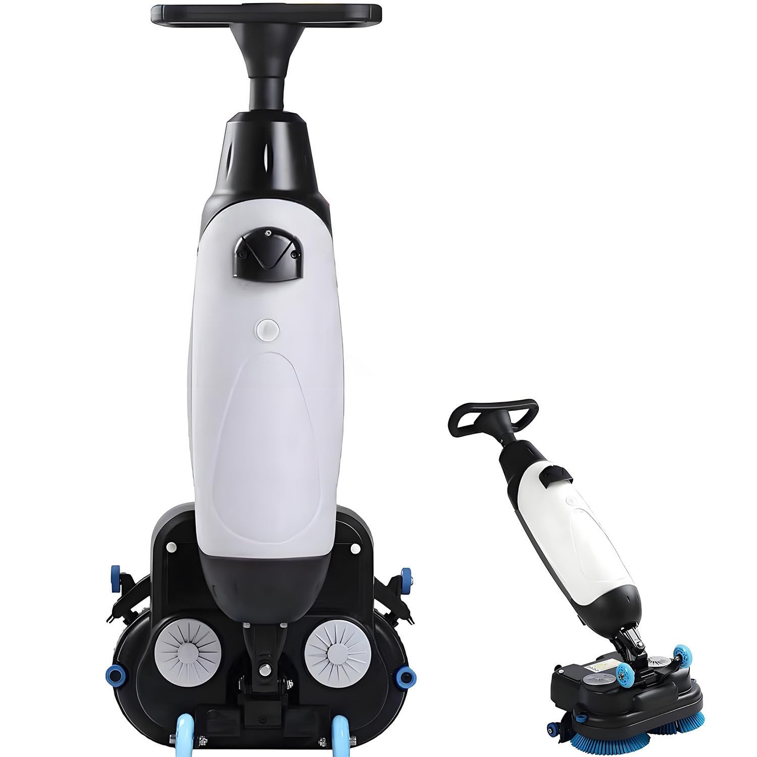 JozyJul Commercial Floor Scrubber Machine, Mini Floor Machine with 17" Cleaning Width, Rotary Double Brushes 360° Rotating Head Cleaning Capacity 13000 Sqft/H White