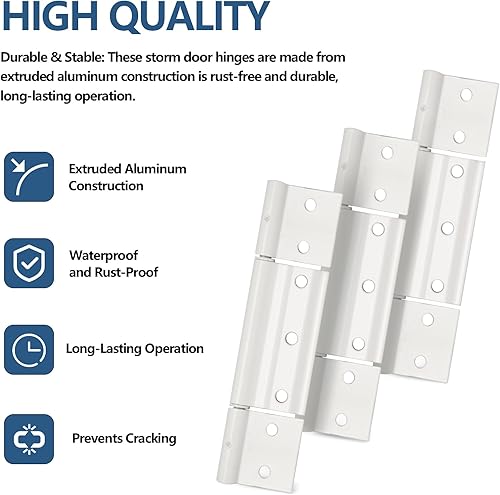 Miniatura 4 de Bisagra de repuesto para puertas mosquiteras, se adapta a aluminio blanco de 1/8 pulgadas, pantalla central ranurada Larson / bisagra de puerta de