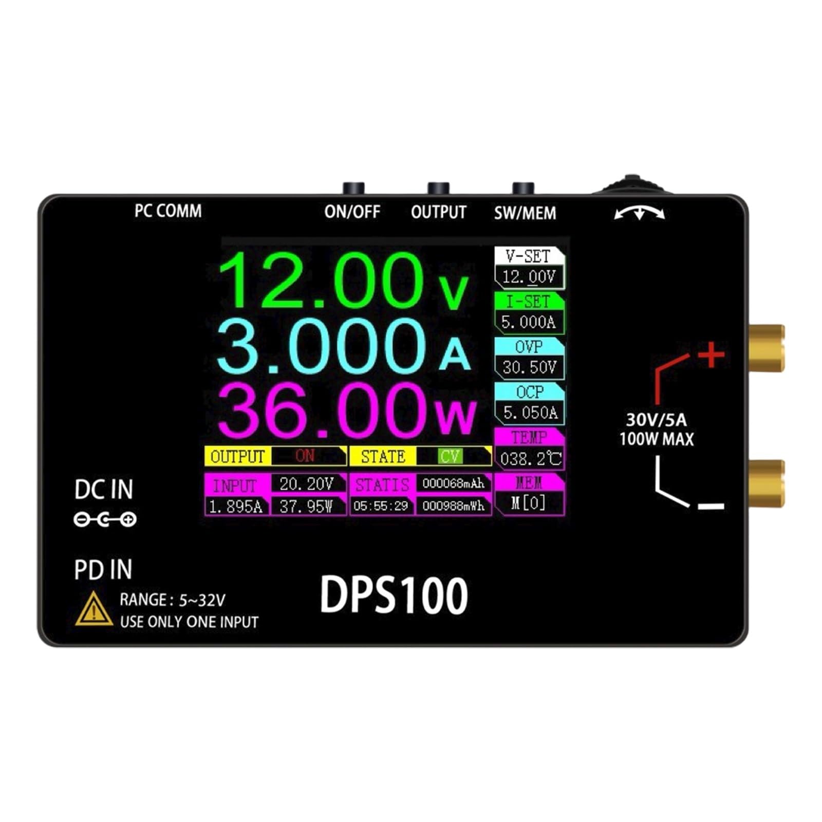 Alimentatore da Banco, Alimentatore da laboratorio tascabile DPS100 DC 30V 5A 100W regolatore di tensione programmabile banco dimensioni tascabili