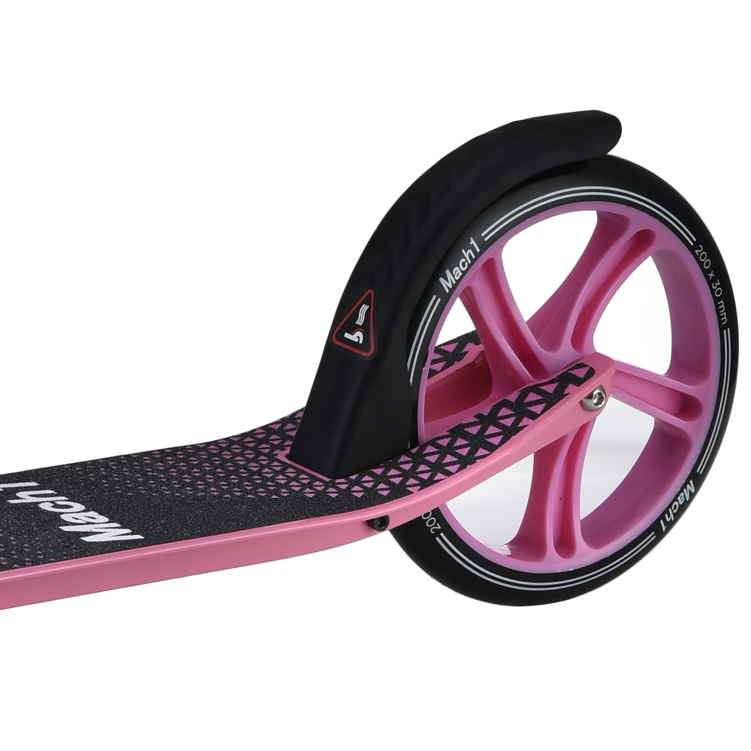 Mach1 Kick - Patinete de aluminio para ciudad, ruedas grandes de 200 mm, ruedas grandes para adultos y niños, plegable, color blanco y rosa