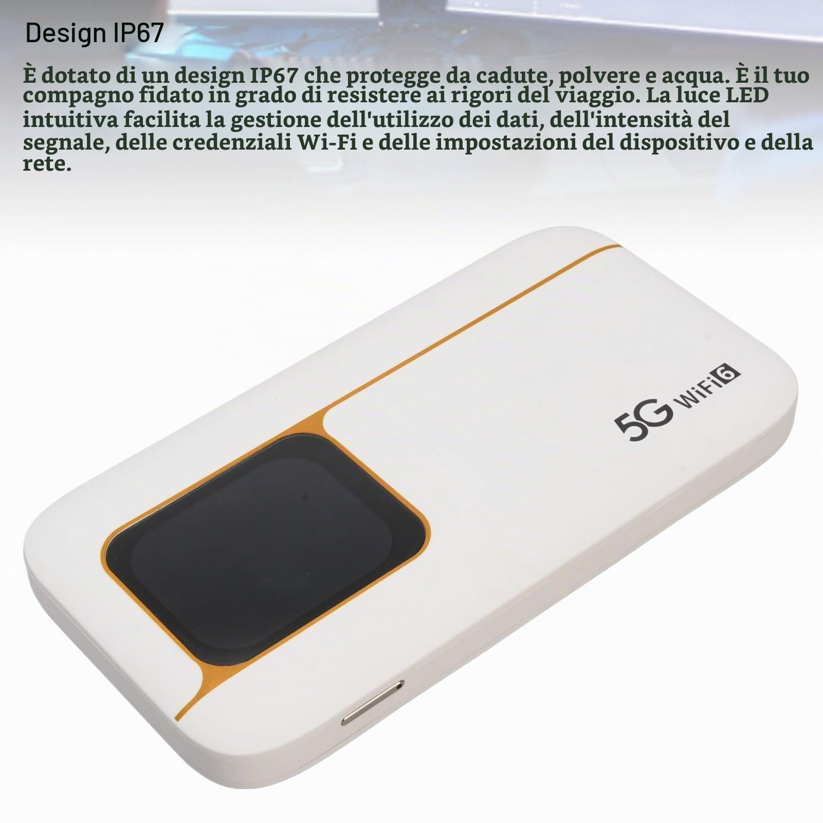 Denash 5G WiFi 6 Mobile Hotspot, 2,01 "Touchscreen 7100MAH IP67 Router Portatile con Slot SIM, velocità di 2,77 Gbps per 16 Dispositivi