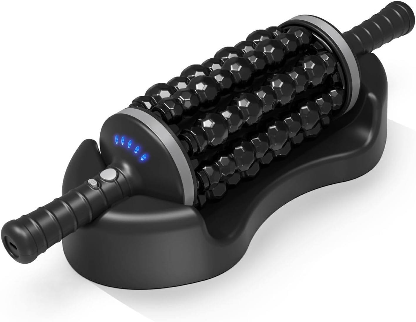 Masajeador de Rodillos Eléctrico - Masajeador Eléctrico de Percusión con Base, Rodillo de Fascia Recargable para Recuperación y Relajación Muscular, 5 Niveles (Oro)