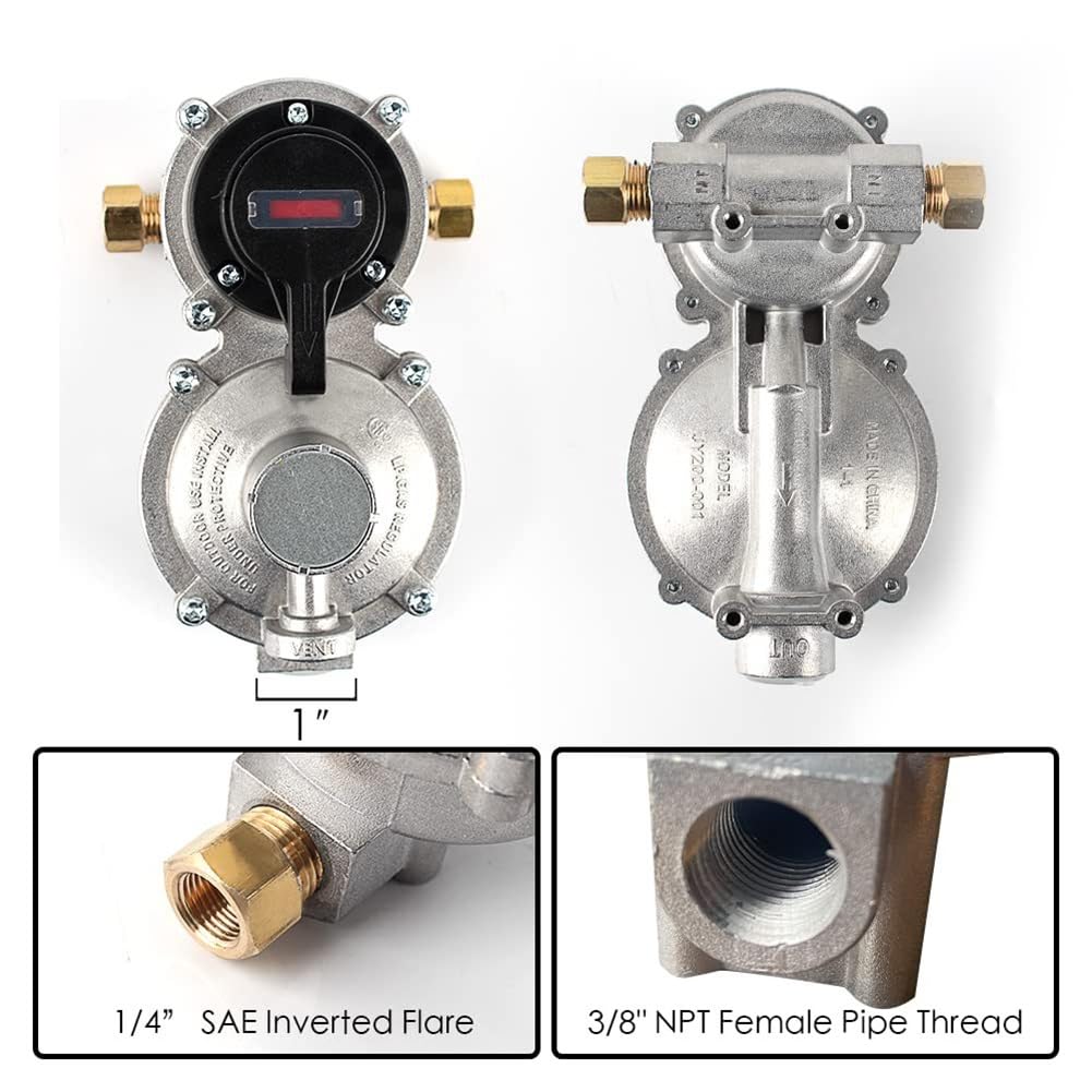 Régulateur de Propane RV avec Tuyau, Régulateur de Gaz Propane LP à Changement Automatique Robuste à 2 Réservoirs avec Jauge