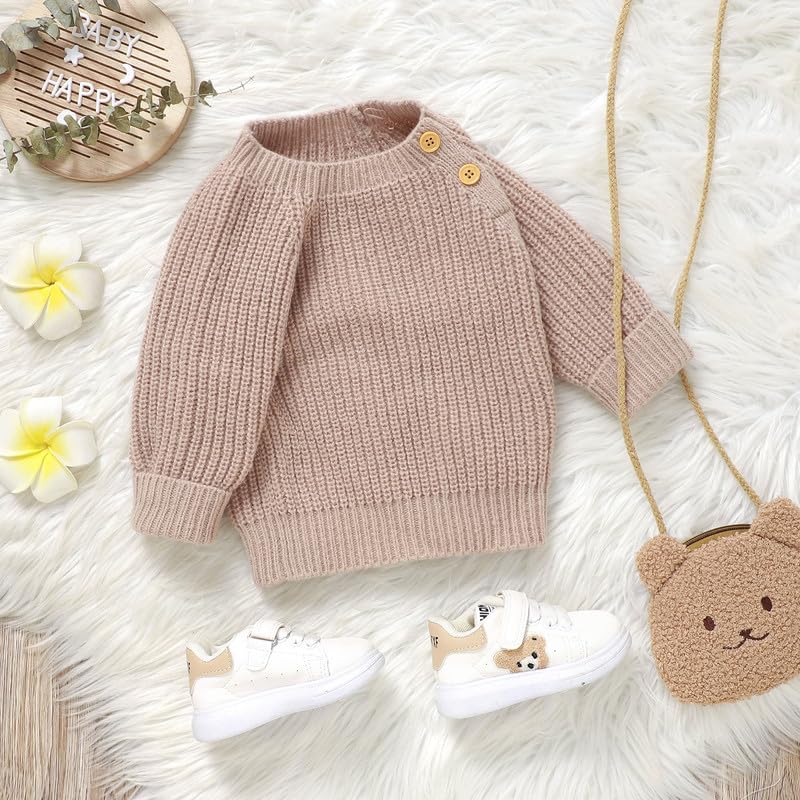 LAWKUL Baby Pullover Sweater Ultra-Soft Stretchy Long Sleeve Knit Clothes for Infants & Toddlers Khaki 12-18M