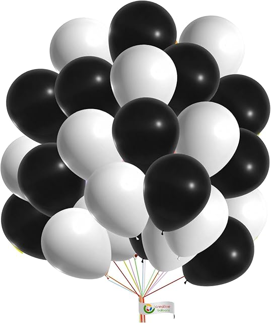 12 Inch Black White Balloons Latex Party Balloons Birthday Anniversary Wedding Decoration Plain Round Balloons Pack of 30