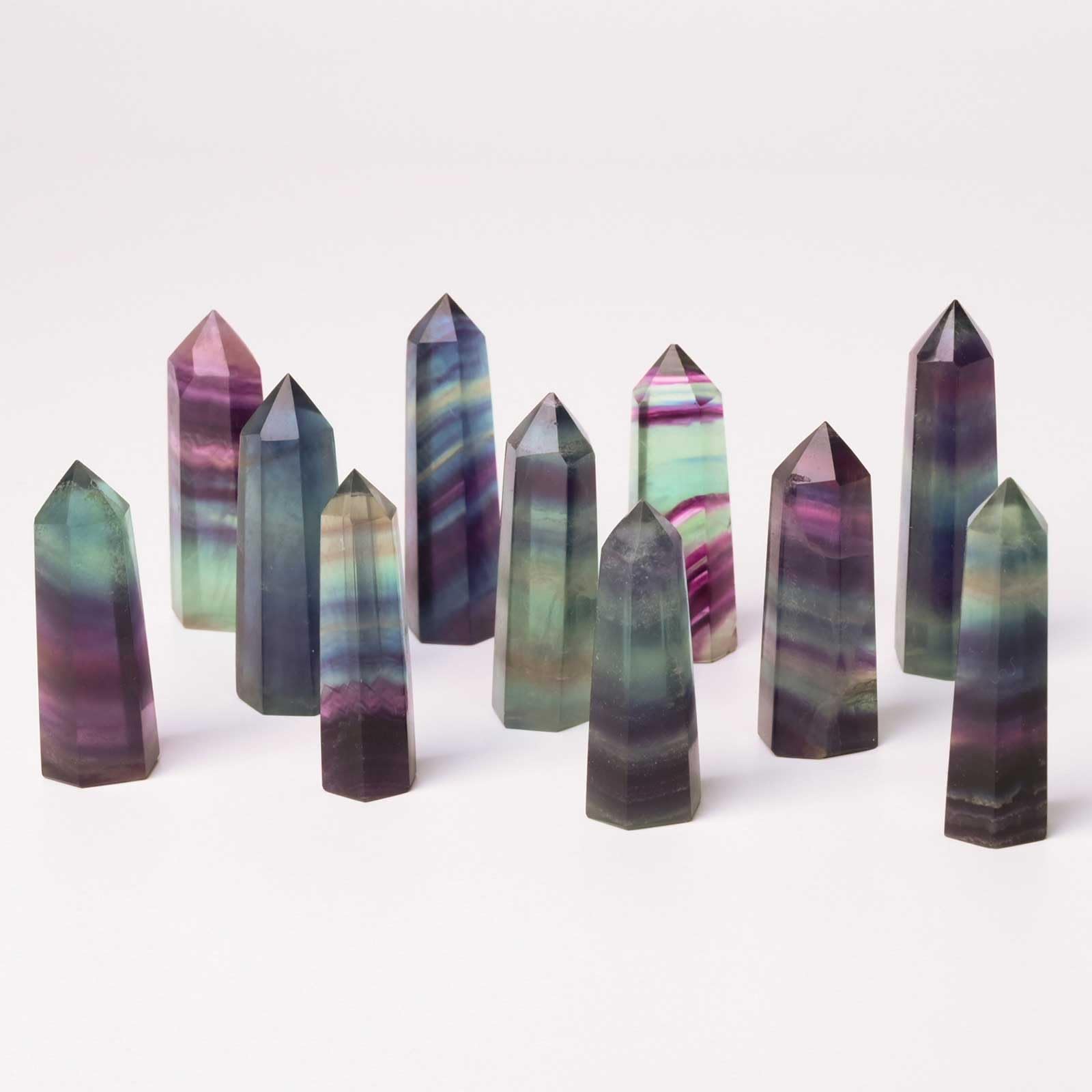 Bacchetta Esagonale in Cristallo di Quarzo Fluorite Arcobaleno da 3 Pezzi Tova di Cristallo curativo Set di Bacchette di Pietre preziose per la Terapia di Meditazione Reiki Chakra