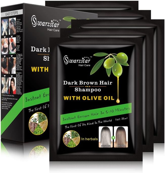 Swarzstar Dark Brown Hair Colour Shampoo 125 ml(Olive Oil of 5 Sachets) (Pack of 2)