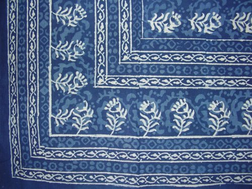 Block Print Square Cotton Tablecloth 58