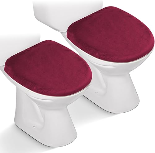 Miniatura 8 de 2 fundas para tapa de inodoro, funda de terciopelo elástico para asiento de inodoro para baño, funda de inodoro ultrasuave de terciopelo de lujo,