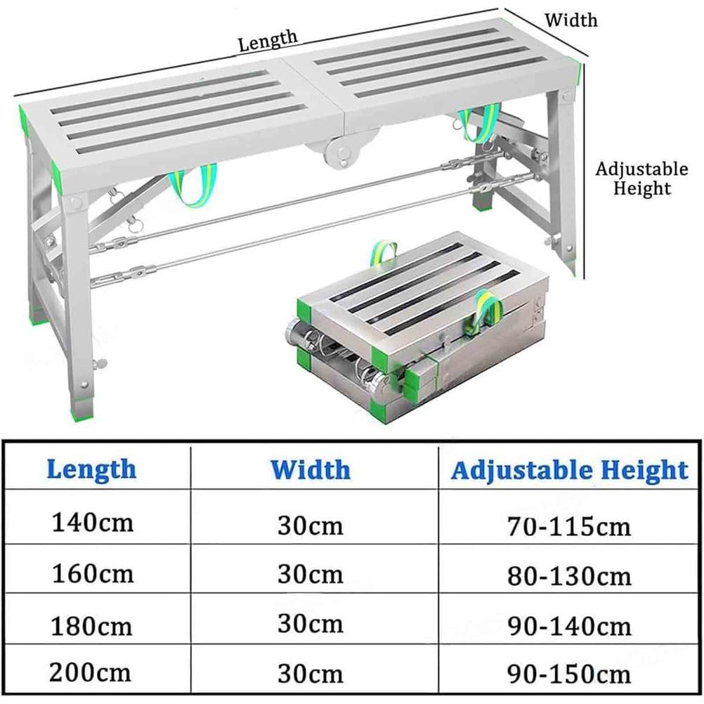 Plataforma Trabajo Plegable Portátil, Taburete de andamio de Acero portátil y de Altura Ajustable, Ideal para Uso doméstico y en reformas, Carga Máxima 400kg,001,140 * 40