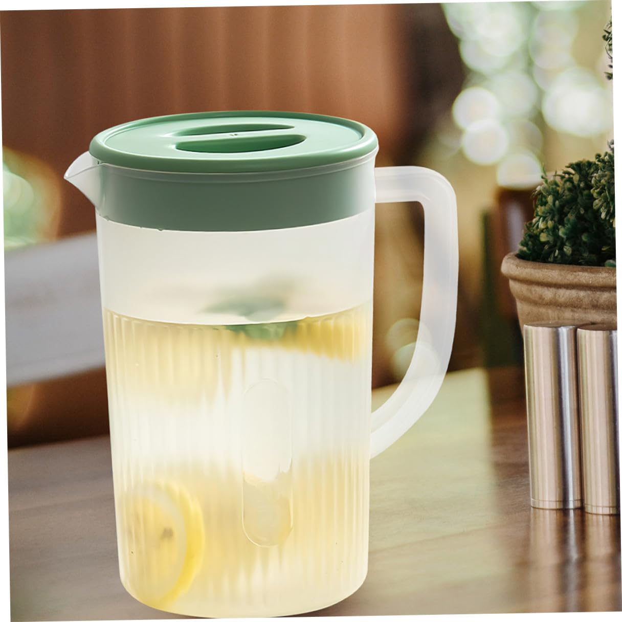 2 piezas Jarra de Agua Transparente con Tapa Resistente Altas Temperaturas para Nevera Jarra de Plástico Grande para Bebidas y Zumo Reuniones Familiares y Oficinas