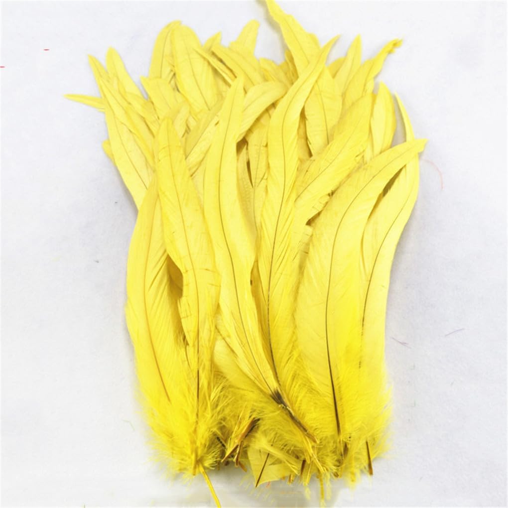 50 Pcs Natural Rooster Feather Far Crafts Rooster Tail Feathers Pheasant Feathers Decoration Feathers 25-30CM Solid White