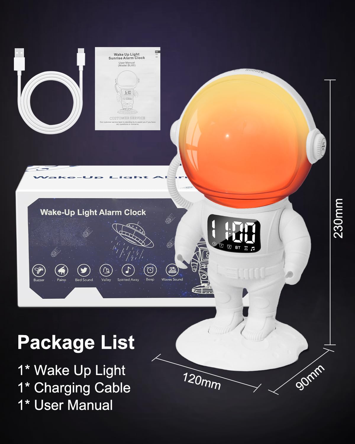 Tageslichtwecker, Lichtwecker Sonnenaufgang Wecker mit 21 Weißes Rauschen, Smart Bluetooth Lautsprecher, Dual Alarm, Timing-Funktion, 16 Volltonfarben & 6 Farbige Licht für Erwachsene & Kinder
