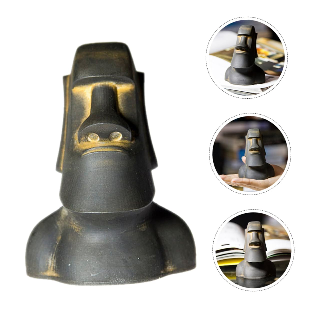 Mikikit Testa Moai in Resina Statua Da Giardino Decorativa Scultura in Pietra e Resina Statuetta Moai Per Esterni e Interni