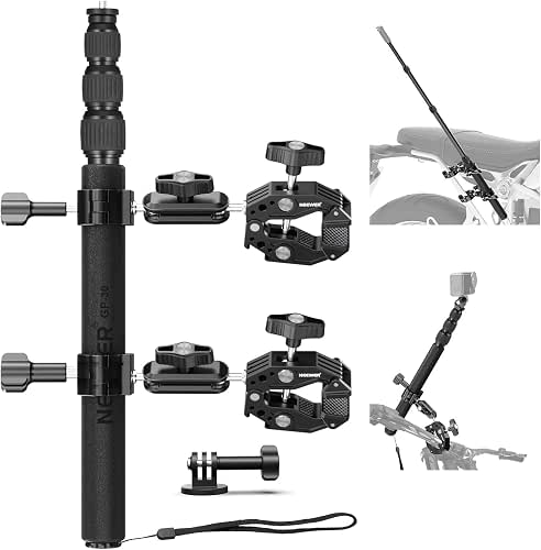 NEEWER Motorcycle Camera Mount Kit, Bicycle Handlebar Invisible Selfie Stick
