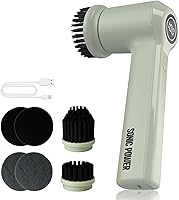 Vista 9 de Limpiador eléctrico giratorio – De mano y ergonómico, IPX7 impermeable, 4 cabezales de cepillo multiusos, batería recargable de larga duración