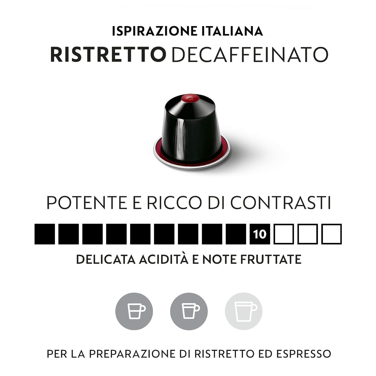 CAPSULE NESPRESSO ORIGINALI - Ispirazione Ristretto Decaffeinato, 100 Capsule Nespresso, Intensità 10 su 13, Caffè Decaffeinato, Linea Original, Capsule Riciclabili Nespresso