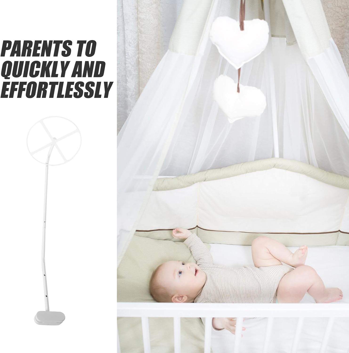 Crib Net Stand Holder Bracket with Stable Clip, Portable Bed Net Support for Nursery Protection
