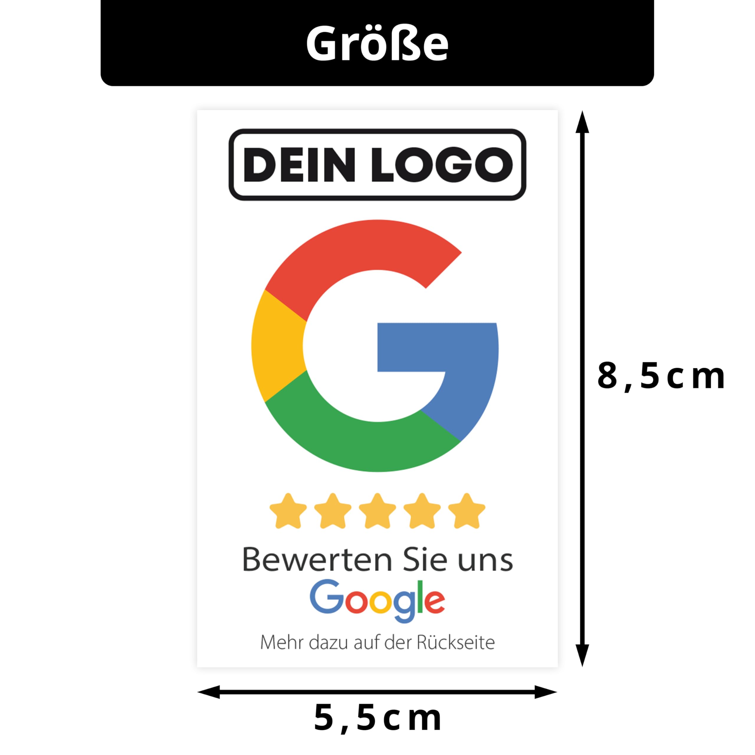 Google Bewertung Visitenkarte im Kreditkartenformat – Sofortige Bewertungen per QR-Code, Personalisierbar, Steigern Sie Ihr Kundenfeedback (100)