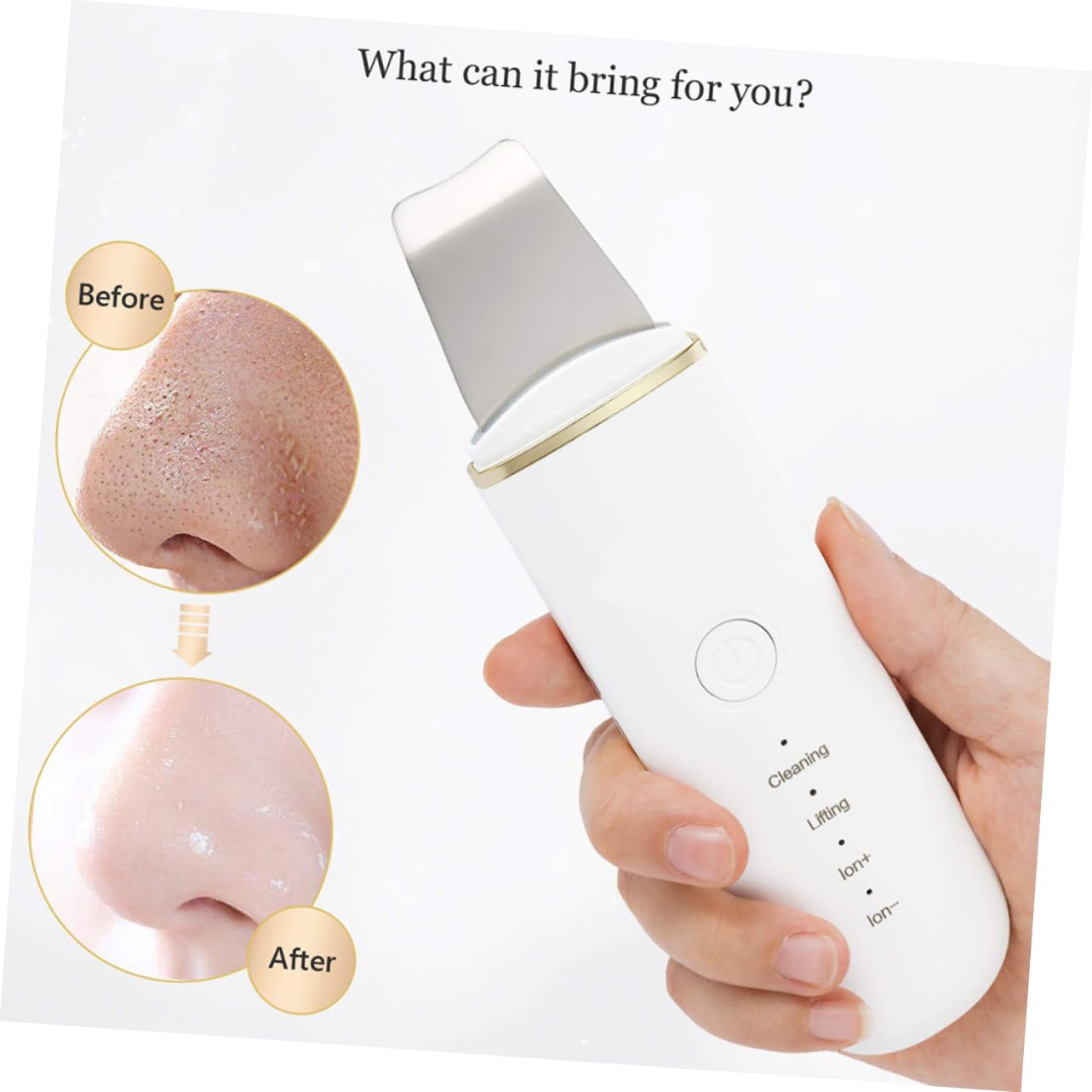MAGICLULU Strumento di Bellezza per Rimozione Punti Neri Ultrasuoni Pala di Bellezza per Pulizia Viso e Detergente per Pori del Viso Resistente all Acqua