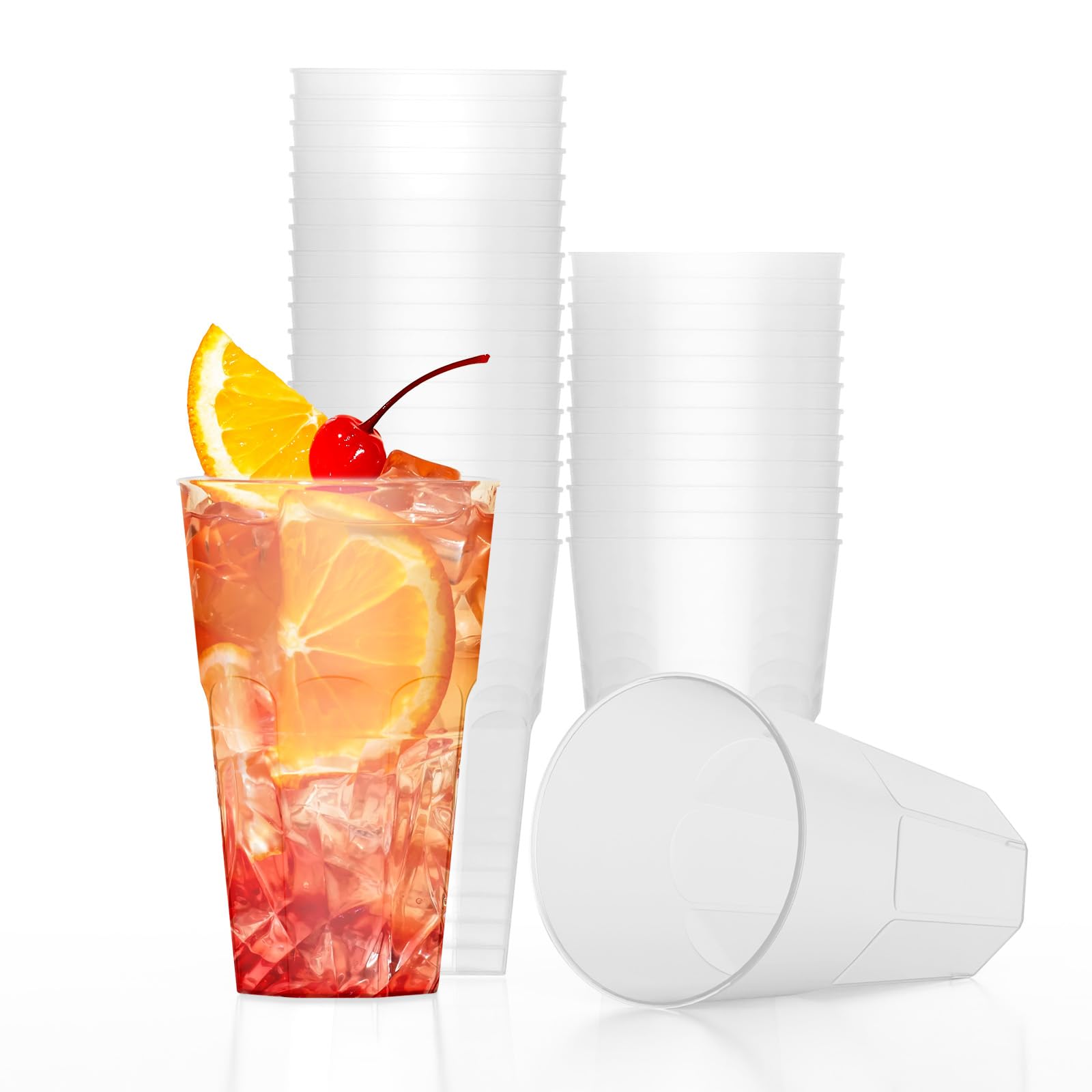 Set Di 50 Bicchieri In Plastica Rigida Riutilizzabile, Bicchieri 400 ML