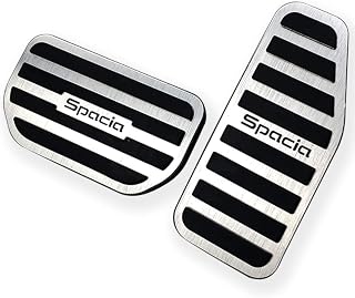 スズキ スペーシア スペーシアギア MK53S アルミ ペダル アクセル ブレーキ カバー 工具不要 滑り止め付 被せる ゴム カスタムドレスアップ パーツ(シルバー)