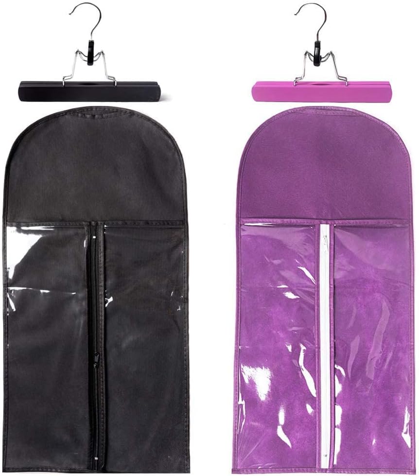 2 Pack Hair Extension Holder Hair Extensions Storage Bag with Hanger ,Portable Wig Bags Storage,Hair Extension Hanger for Hairpiece Human Hair