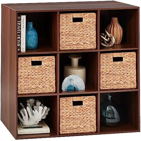 Best Choice Products 9-Cube Sturdy Storage Shelf Cubby Organizer Bookcase System for Nursery, Kids Room, Living Room, Kitchen, and Closet – Walnut Cover